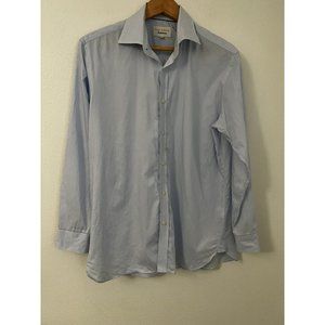 Ted Baker Shirt Mens 16 32/33 Blue Pinstriped Endurance Long Sleeve Button Up
